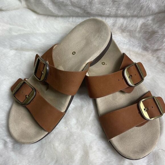 Spenco Vista leather brown straps slides sandals with arch support size 6.5 - Picture 5 of 8